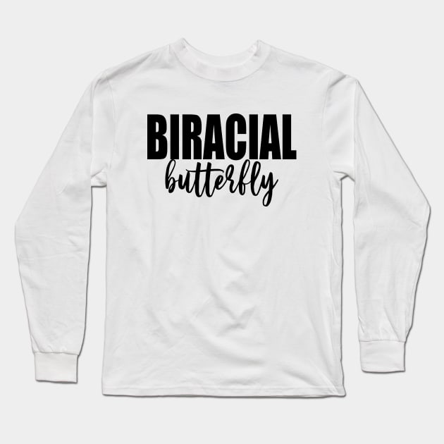 Biracial Butterfly (Black) Long Sleeve T-Shirt by inotyler